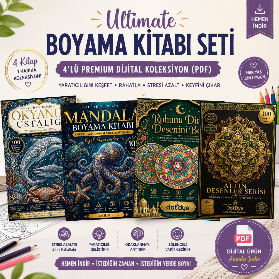 Ultimate Boyama Kitabı Seti – 4’lü Premium Dijital Koleksiyon (PDF)