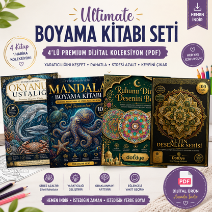 Ultimate Boyama Kitabı Seti – 4’lü Premium Dijital Koleksiyon (PDF)